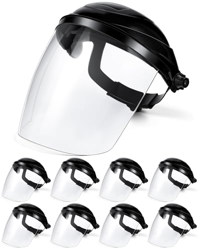 Image of Tellegloww 8 Pack Safety Face Shield, Impact Resistant for Grinding Cutting