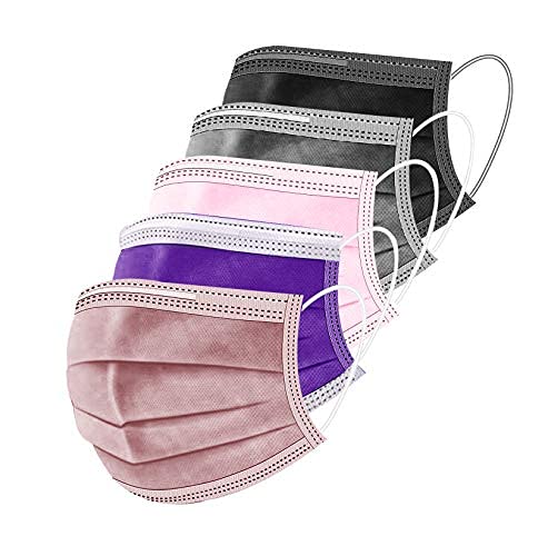 50 Pcs Multicolor Disposable Face Masks Breathable Non woven Colorful  | amzdealz