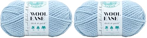 Image of Lion Brand Yarn Wool-Ease Thick & Quick Yarn, Soft and Bulky Yarn for Knitting, Crocheting, and Crafting, 1 Skein, Glacier (Pack of 2)
