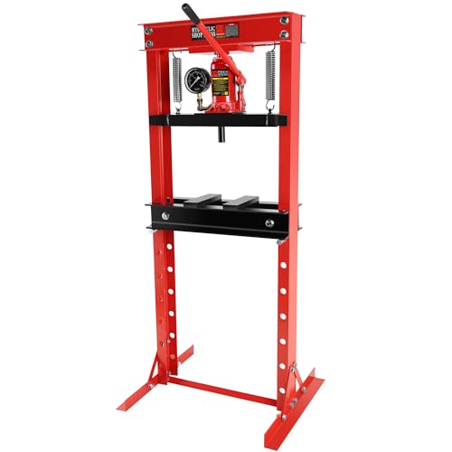 Hydraulic Shop Press,20 Ton H-Frame Garage Floor Adjustable Shop Bearing Press with Pressure Gauge & Stamping Plates to Bend, Straighten, Or Press Parts, Install Bearings & U-Joints