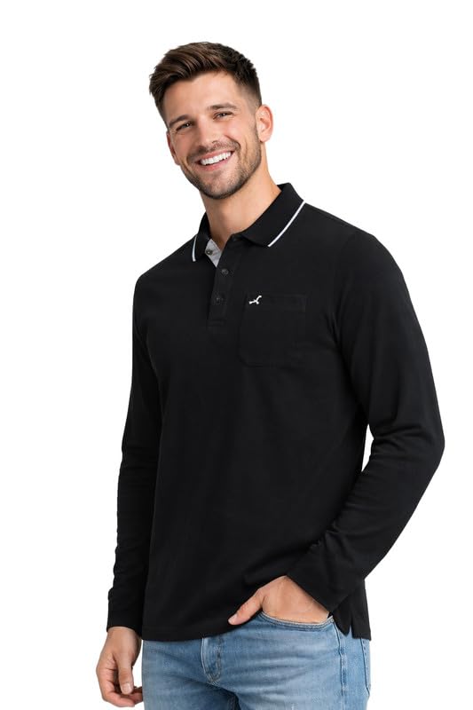 Image of AMERICAN CREW Full Sleeves Polo Collar T-Shirt with Pocket for Men