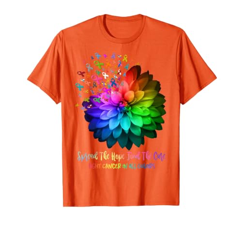 Fight Cancer in Spread The Hope Find a Cure T-Shirt, Men, Orange, Medium