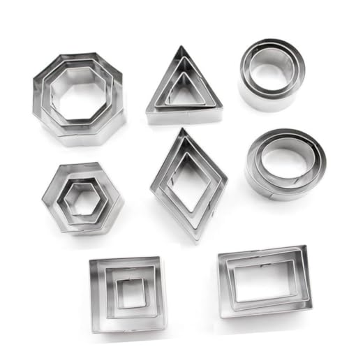 GRIRIW 24Piezas Cortar Galletas Inoxidable Cortadores Geométricos Hornear Pasteles Galletas y Cocina