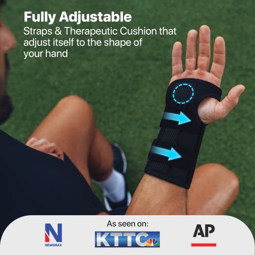 Dr.brace Adjustable Wrist Brace Night Support For Carpal Tunnel, Doctor Developed, Upgraded With Double Splint & Therapeutic Cushion,Hand Brace For Pain Relief,Injuries,Sprains (S/M Right Hand, Black) #TOP4