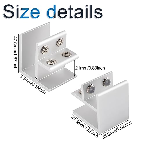 INCREWAY Glass Clamp, 4Pcs Adjustable 90 Degrees Glass Clips Aluminum Alloy Glass Shelf Support Bracket - Image 2