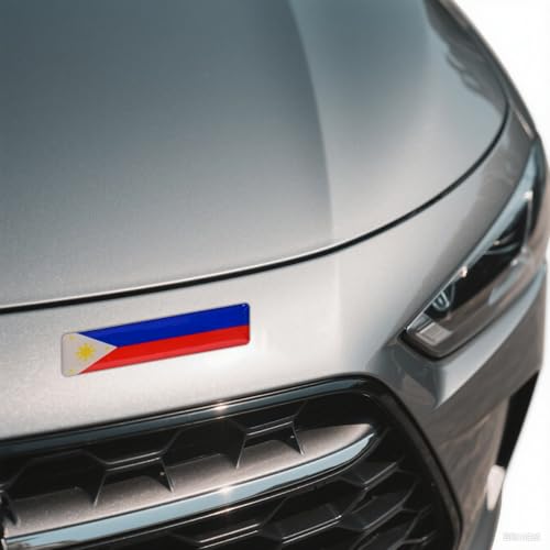 Philippines Flag 3D Epoxy Car Stickers, Reflective, 4-Pack for Cars, Motorcycles, Helmets, Laptops, & More – Premium Quality Vehicle Accessory, Durable Filipino Pride Accessories