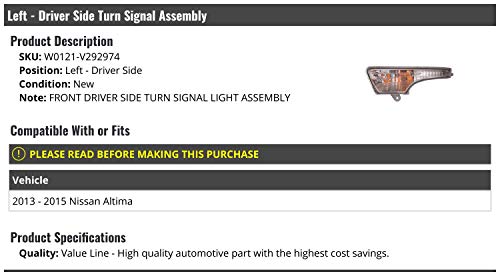 Marketplace Auto Parts Left Driver Side Turn Signal Assembly - Compatible with 2013-2015 Nissan Altima