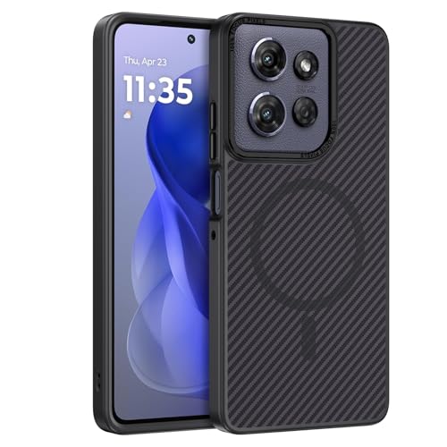 BENTOBEN Carbon Fiber for Moto G Power 2025 Case [Compatible with MagSafe] Magnetic Slim Thin Smooth Shockproof Anti-Yellow Anti-Fingerprint Women Men Protective Cover Moto G Power 2025 6.8', Black