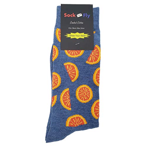 Orange Slice Dress Socks Funny Novelty Crazy Fun Design Men Size 8-12 Cotton Casual Crew Colorful Funky Fancy Socks Gift for Men4