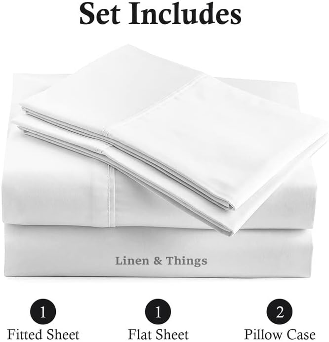 Miniatura 4 de Juego de sábanas cortas de algodón egipcio de 800 hilos, juego de sábanas de 4 piezas para bolsillo profundo de hasta 8 a 12 pulgadas, sábanas de