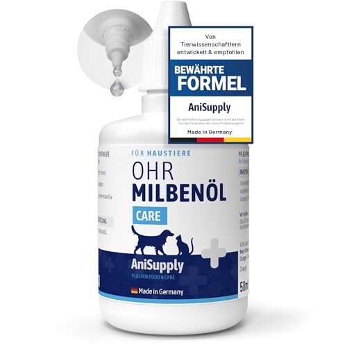 AniSupply Ohrmilbenöl für Hunde & Katzen 50ml – Pflegendes Ohröl mit Kamille gegen Ohrmilben – Sanfte Unterstützung bei Juckreiz & gereizten...