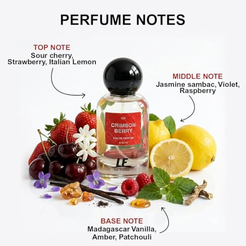 Image of La French Crimson Berry Unisex Perfume 50ml | Strawberry, Jasmine & Amber Notes | Long Lasting Fruity Fragrance | Fresh Modern Scent for Men & Women | Premium Everyday Wear