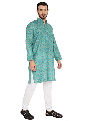 Image of Maharaja Traditional Printed Linen Kurta Pyjama Set for Men