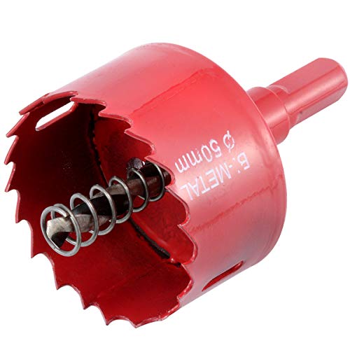 KATUR sega a tazza per legno, fresa a tazza bimetallica HSS da 50 mm per sfiato tubi, punta separata con codolo esagonale, taglio rapido e liscio per plastica, compensato, cartongesso e cartongesso