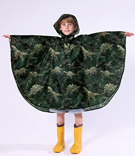 Image of WAWSAM Lightweight Rain Poncho Kids, Ponchos for Kids Waterproof Reusable Hooded, Kids Poncho Rain Jacket