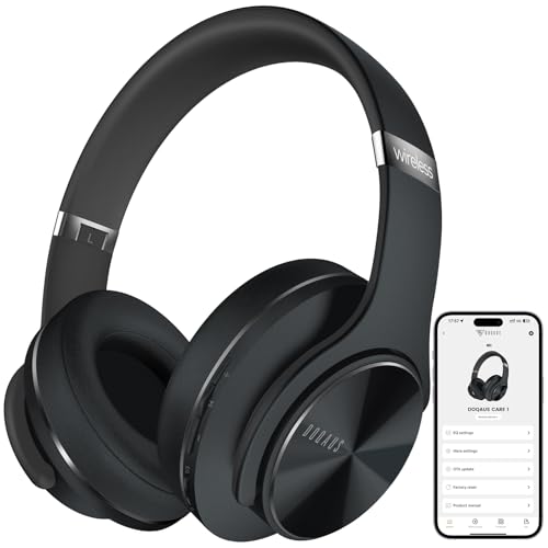 DOQAUS Auriculares Inalámbricos Bluetooth,3 Modos EQ/90 Horas de Reproducción/Bluetooth 5.3 Cascos Bluetooth, Auriculares Inalámbricos con Micrófono y 40mm Controlador,para Móviles/TV/PC/Hogar Negro