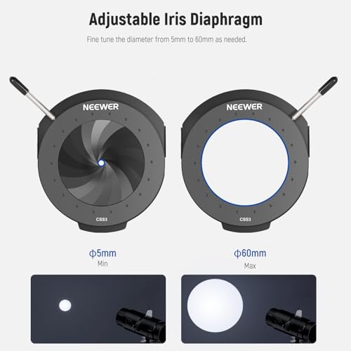 Obturateur à diaphragme réglable 5-60mm pour éclairage continu de studio LED