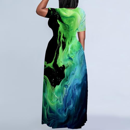 Image of SUZONANA Plus Size Dresses for Women Summer Casual Maxi Dress Short Sleeve Loose Vacation Dress