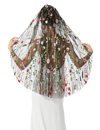 BEAUTELICATE 1 Tier Wedding Bridal Veil Exquisite Embroidered Secret Garden