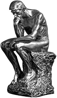 LECMACY The Thinker Statue in Premium Cold Cast Retro Bronze- 9.64-Inch Premium Grade Collectible Figurine Design Rodin's The Thinker Inspired Decorative Statue (Silver)