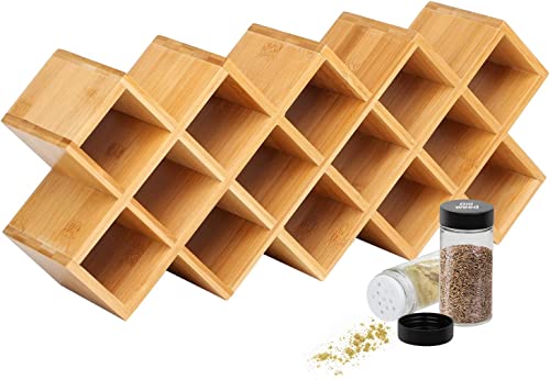 Gunolye Bamboo Spice Rack, 18-Jar Bamboo Countertop Spice Rack Organizer,Free Standing Spice Organiser (43.5cm x 9.5cm x 18.5cm) - Cosy Home Interiors Gunolye Bamboo Spice Rack, 18-Jar Bamboo Countertop Spice Rack Organizer,Free Standing Spice Organiser (43.5cm x 9.5cm x 18.5cm)