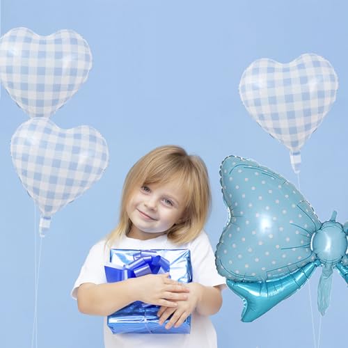 Image of 36 Inches Bow Foil Balloon Huge Bowtie Blue Balloon for Baby Shower, Wedding, Kids Theme Party Decoration (Blue 3)