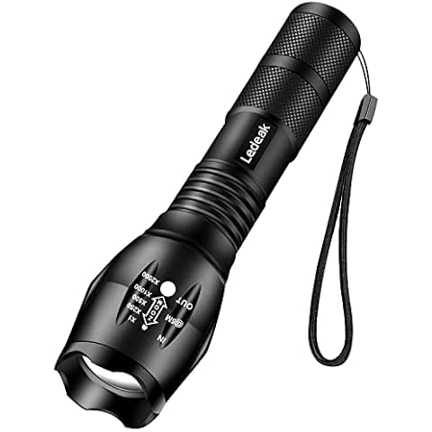 Ledeak Cree XML L2 LED Torch,1200 Lumens Adjustable Focus LED Flashlight 5 Modes Rainproof Handheld Torch Light for Indoor and Outdoor Hiking,Cycling,Camping Cover