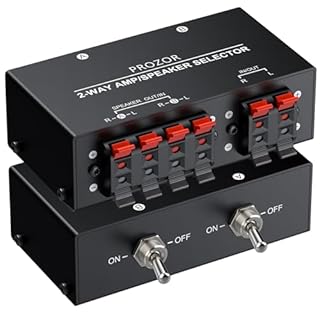 PROZOR 2-Zone Speaker Switch Box, 2-Way Amp/Speaker Selector with Independent A/B Control, Passive Stereo Switcher for Amplifier and Receiver, 150W RMS per Channel, Support 4–16Ω Speakers