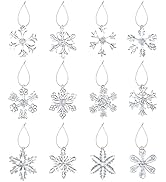 Glass Snowflakes Ornaments 12 Pcs - Clear Glass Christmas Ornaments 2.5" Hanging Snowflake Orname...