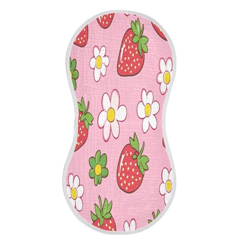 JUZIHAI 1Pack Strawberry Baby Burp Cloths Soft Cotton Burp Rags,Super Absorbent Burp Cloth Bag for Newborn Baby Boys/Girls