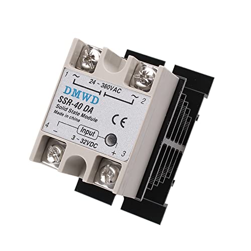 Ssr-40Da Solid State Relay Dc To Ac (Input 3-32V Dc Output 24-380V Ac) With Heat Sink, 40A #TOP4
