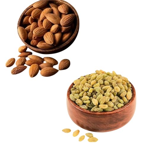 Image of RAJTILAK Dry Fruits Combo Pack of 2 | Premium California Almonds & Seedless Green Raisins | Badam & Kishmish | Nuts & Dry Fruits | Healthy & Tasty | Pack of 2x10g Each