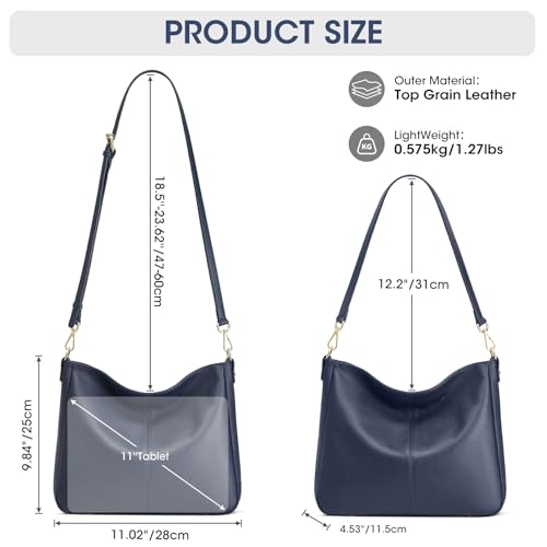 Image of Kattee Leather Purses, Hobo Crossbody Bag with 2 Straps | Soft pebbled leather hobo bag with 2 straps, roomy pockets, everyday style for work, shopping, travel, and outings.