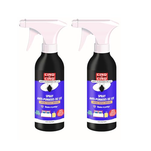 CINQ SUR CINQ Spray para chinches de cama, paquete de 2 x 250 ml – Repelente de origen vegetal con geraniol y aceite esencial – Hasta 48 horas de protección