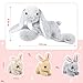MorisMos Grau Kaninchen Hase Kuscheltier XXL, 60cm Riesen hase Plüschtier mit 3 Baby im Bauch, Groß Kaninchen XXL Stofftier Weich Spielzeug, Ostern Geburtstag Weihnachten Geschenk für Kinder