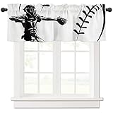 Anzona Curtain Valance 54" x 18", Black and White Big Baseball Catcher Window Valances Rod Pocket Cu