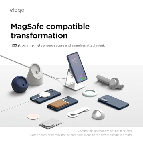 Image of elago Premium Magnetic Silicone Case for Galaxy S26 Plus | Compatible with MagSafe Accessories, Protective Cover, Shockproof, Slim, Anti-Scratch Soft Microfiber Lining (Jean Indigo)