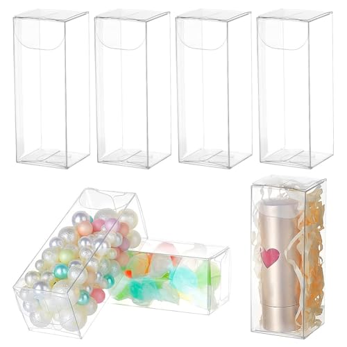 NBEADS 30 Cajas de PVC de plástico Transparente, 3x3x8cm Cajas de Embalaje de Regalo Transparentes para Bodas, Fiestas, Cajas de Regalo para Caramelos, Galletas, Pasteles, Regalo y moldes