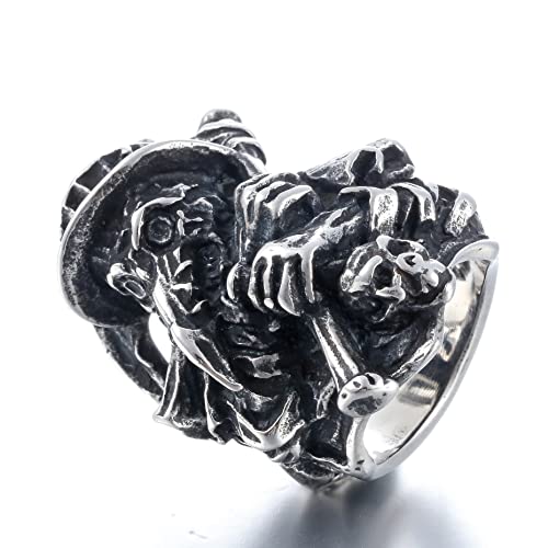 Image of Death Skull Ring for Men Stainless Steel Jewelry Biker Rings Scary Death Ring Skull for Gifts