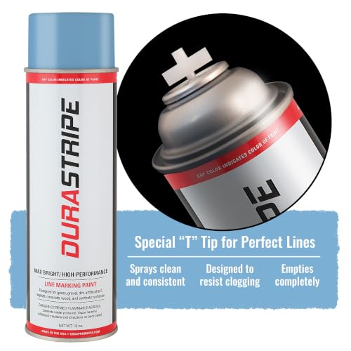Image of Athletic Field Marking Paint - 2 Cases of 12 T-Tip Spray Cans (24 Total), 18 oz Each - Bright, Durable Field Striping Paint (NC Blue)