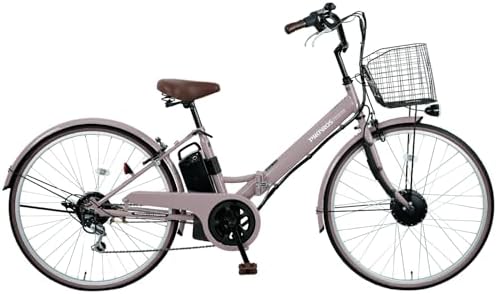 （21:30時点） PROVROS(プロブロス) 電動アシスト自転車 26インチ 折りたたみ シマノ6段変速 リチウムイオンバッテリー7.8Ah シティサイクル 前輪駆動 最大40km走行 型式認定 公道可能【メーカー保証1年】P-266E (ピンクベージュ)