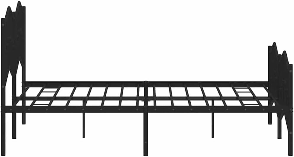 King Bed Frame Black Powder-Coated Steel Durable Heavy-Duty Platform Foundation with Slatted Mattress Support, Sturdy Minimalist Bedroom Furniture, Easy-Assembly No-Box-Spring-Needed