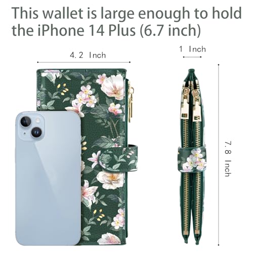 Coco Rossi Womens RFID Blocking Large Capacity Wallet Multi Card Organizer Bifold Wallet for Women with Zipper Pocket