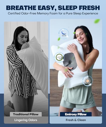 Image of Sleep Doctor Approved Cervical Neck Pillow for Sleeping, Ergonomic Contour Side Sleeper Pillows for Adults, Cooling Orthopedic Pillow for Pain Relief Support, Memory Foam Pillows Back Stomach Sleepers