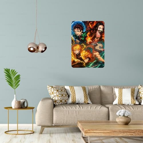 Image of Zesta Bathroom Decor Items Washroom Decor Tin Sign | Aesthetic Posters Wall Poster for Bedroom | Magnetic Cafe Decoration Items / Restaurant Decorations Items | Quirky Home Decor Bar Accent (Demon Slayer((2))
