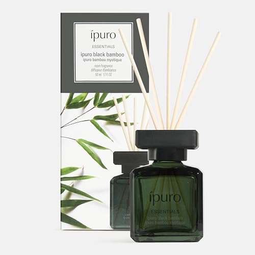 ipuro Essentials BLACK BAMBOO Raumduft mit Stäbchen 50 ml - Raumerfrischer mit Jasmin, Zitrone...