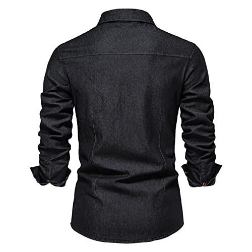 Camisa vaquera resistente de manga larga que soluciona la rigidez del denim 5
