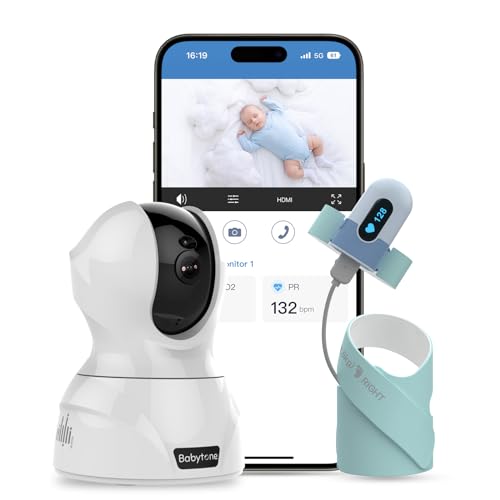 Image of Babytone Baby Sleep Monitor with Video Baby Monitor, Tracking Avg O2, Heart Rate and Movement, Pan/Tilt/Zoom 2.5K Night Vision Wireless Smart Cam with App