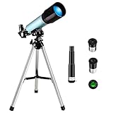 Lazyvan Kids Astronomical Telescope, Professional 90X Astronomical Landscape Telescope with Tripod, 2 Magnification Eyepieces, 1.5X Barlow Len, Early Science Educational Toys for Kids and Beginners