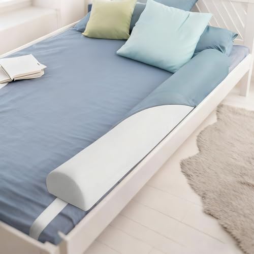 DUJUIKE Bettschutzgitter für Kleinkinder, Bettumrandung für Baby ältere Menschen, Bettgitter aus Schaumstoff, Sicherheitsbettgitter für Kleinkinder, Bequeme Bettbarriere (Khaki, 1-Pack (132cm))